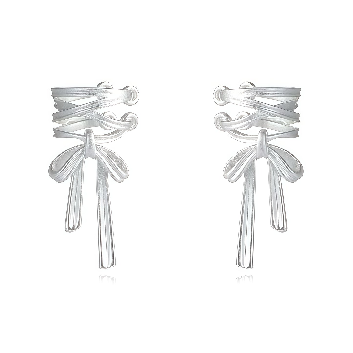 Silver Ribbon Ear Cuff