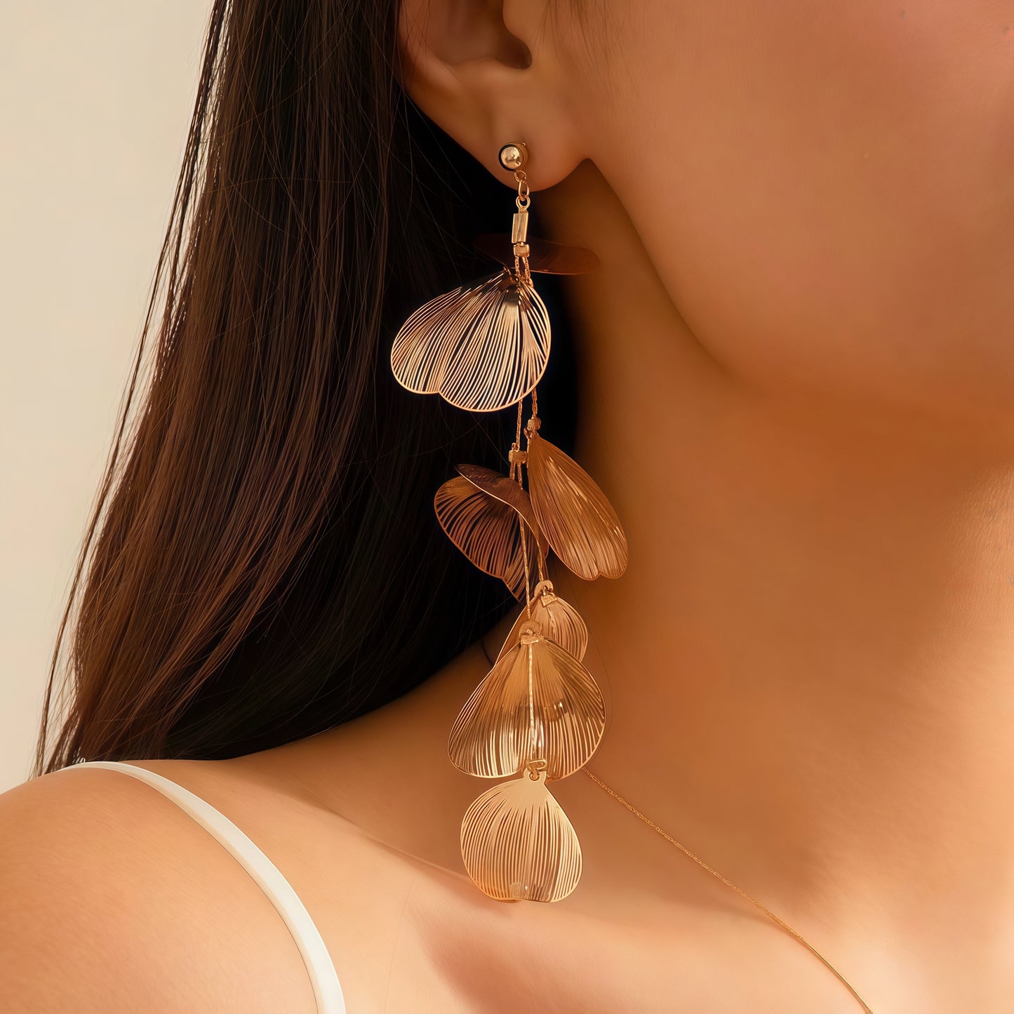Golden Ginkgo Whisper Set (Earrings + Necklace)