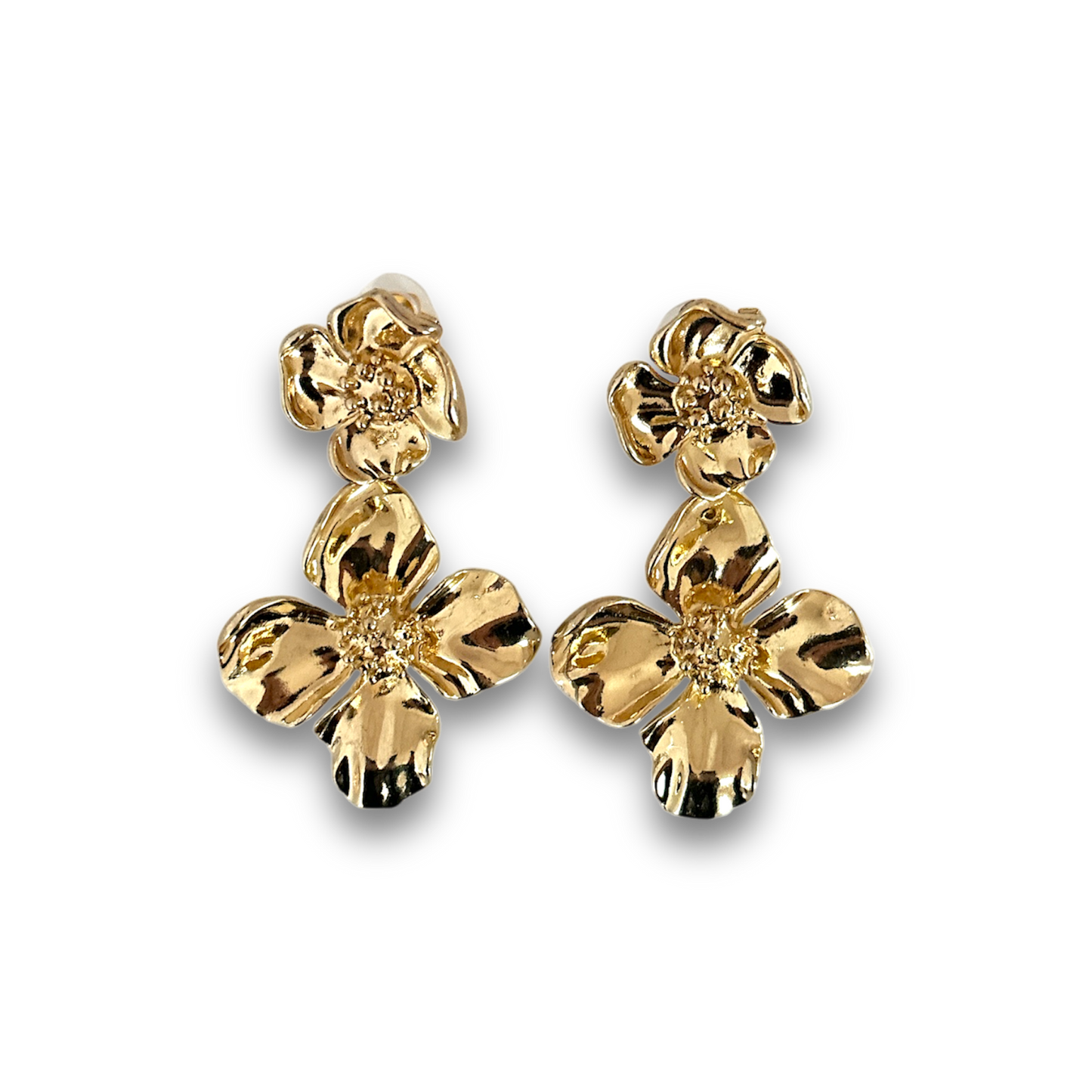 Summer Splendor Earrings – Golden Floral Statement Drops