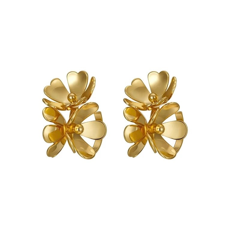 Golden Petal Loop Earrings