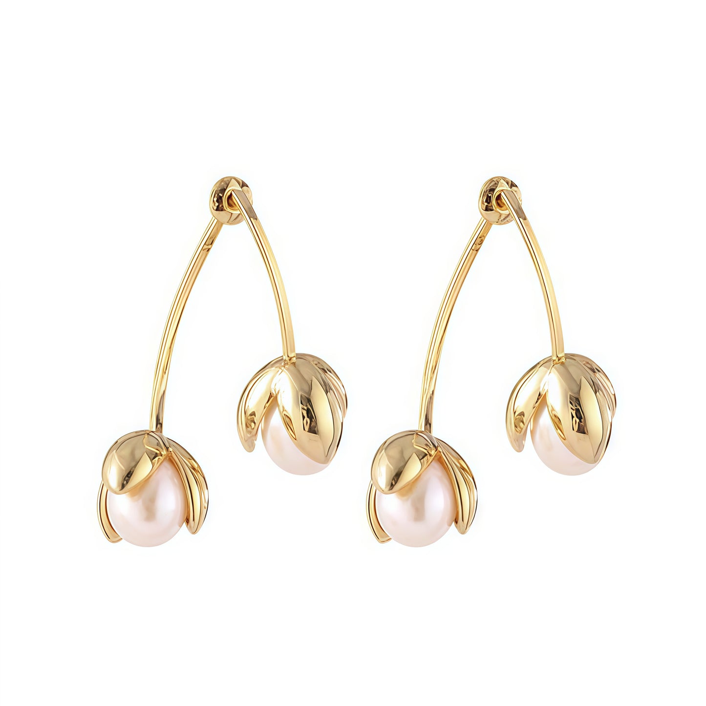 Petal Pearl Earrings - Gold & Silver