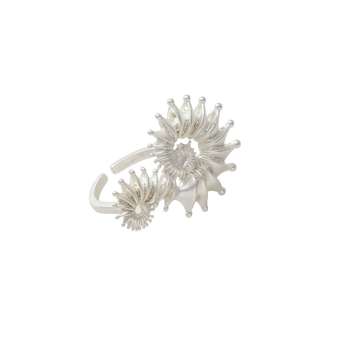 Spiral Nautilus Ring – Sculptural Statement in Silver