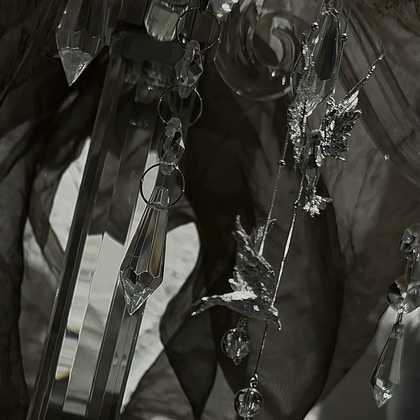 “Flight of Souls” – Sterling Silver Long Bird Earrings