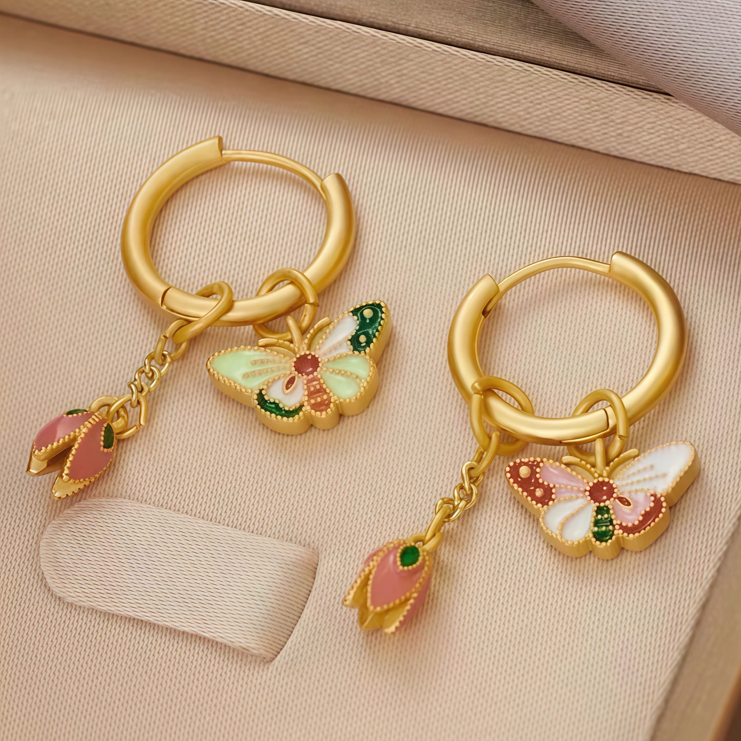 Butterfly & Blossom Convertible Hoop Earrings – 4 Styles in 1