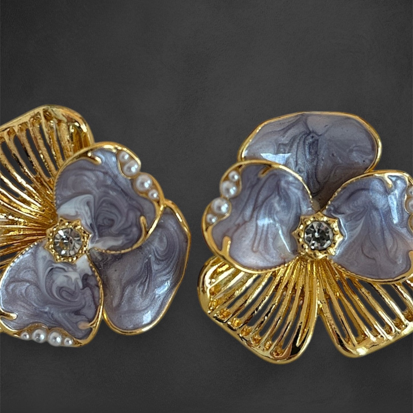 Gold & Lilac Orchid Earrings