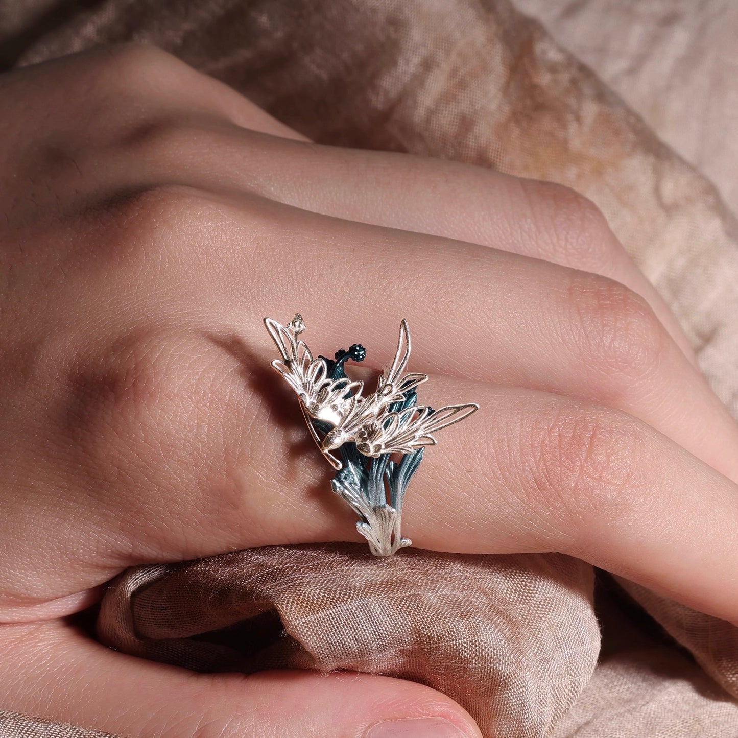 Swallow Homecoming Silver Ring – Sterling Silver Adjustable Statement Ring