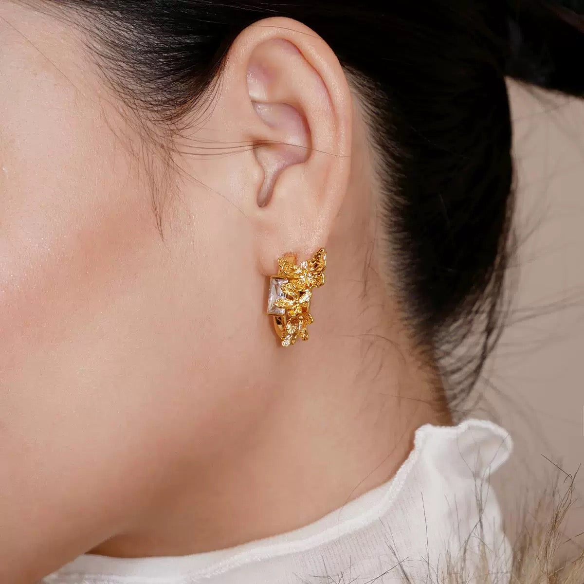 Golden Flutter Hoop Earrings
