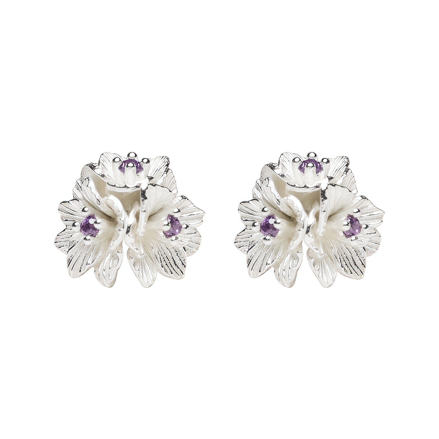 Blossom Harmony Earrings – Sterling Silver with Amethyst Accents