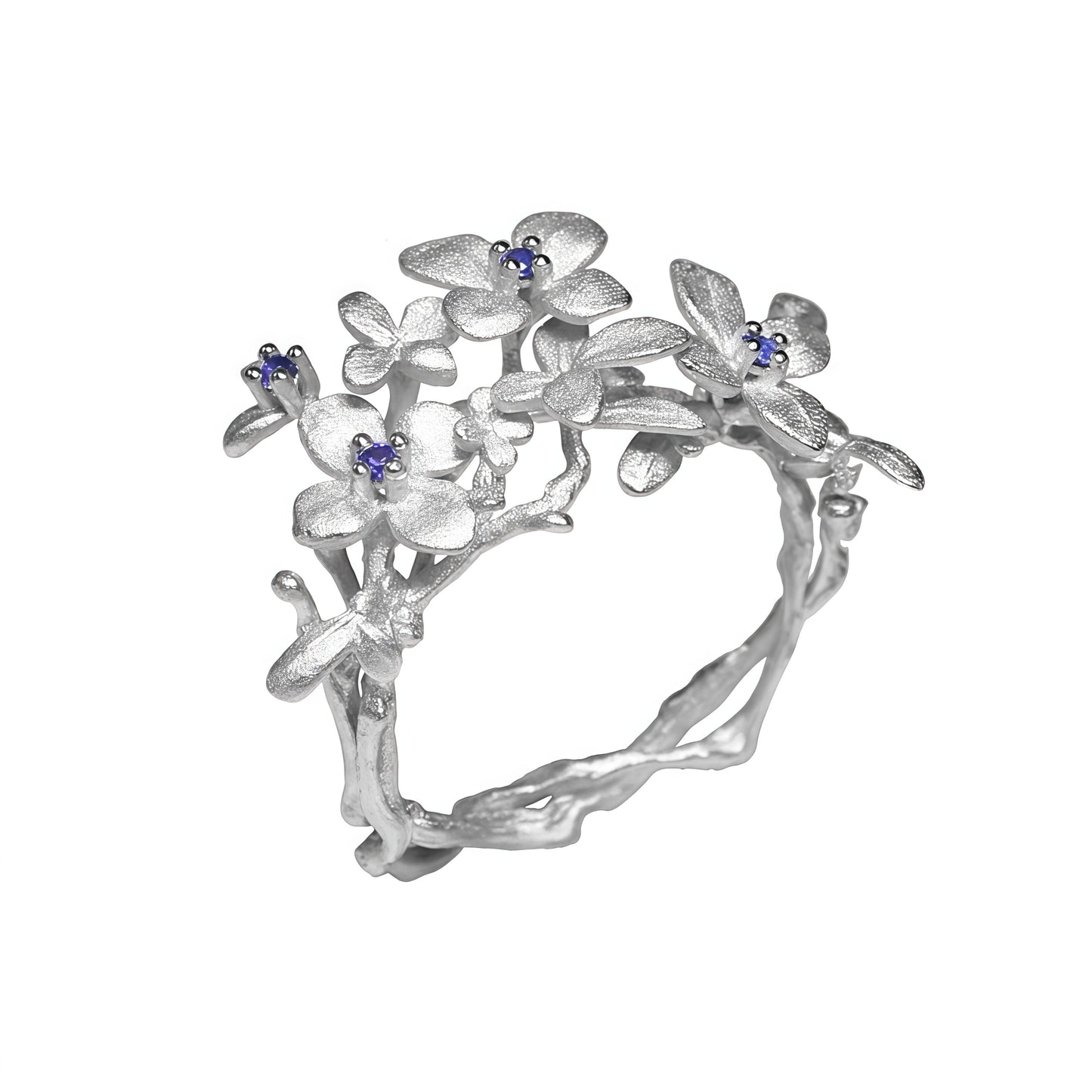 Blossom Branch Ring – Sterling Silver Floral Statement Jewelry