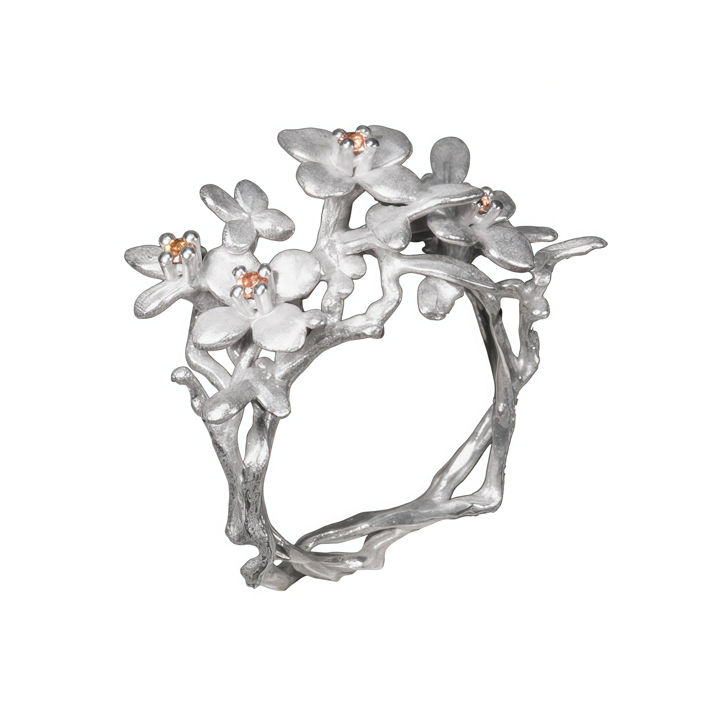 Blossom Branch Ring – Sterling Silver Floral Statement Jewelry