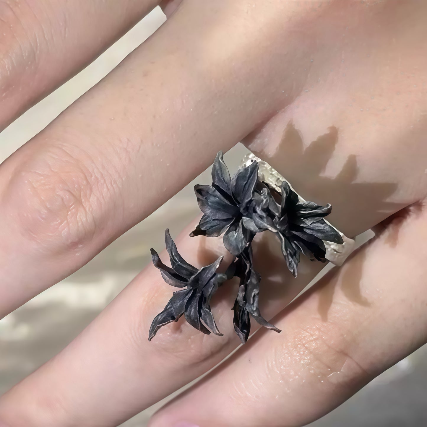 Midnight Black Lily Ring