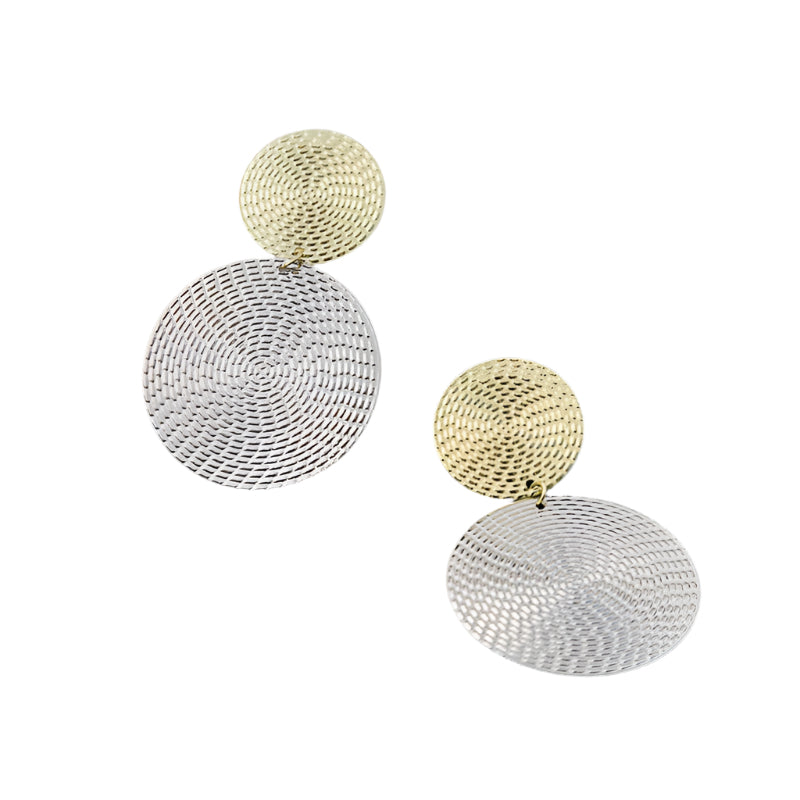 Golden Echo Earrings – Two-Tone Harmony in Textured Circles