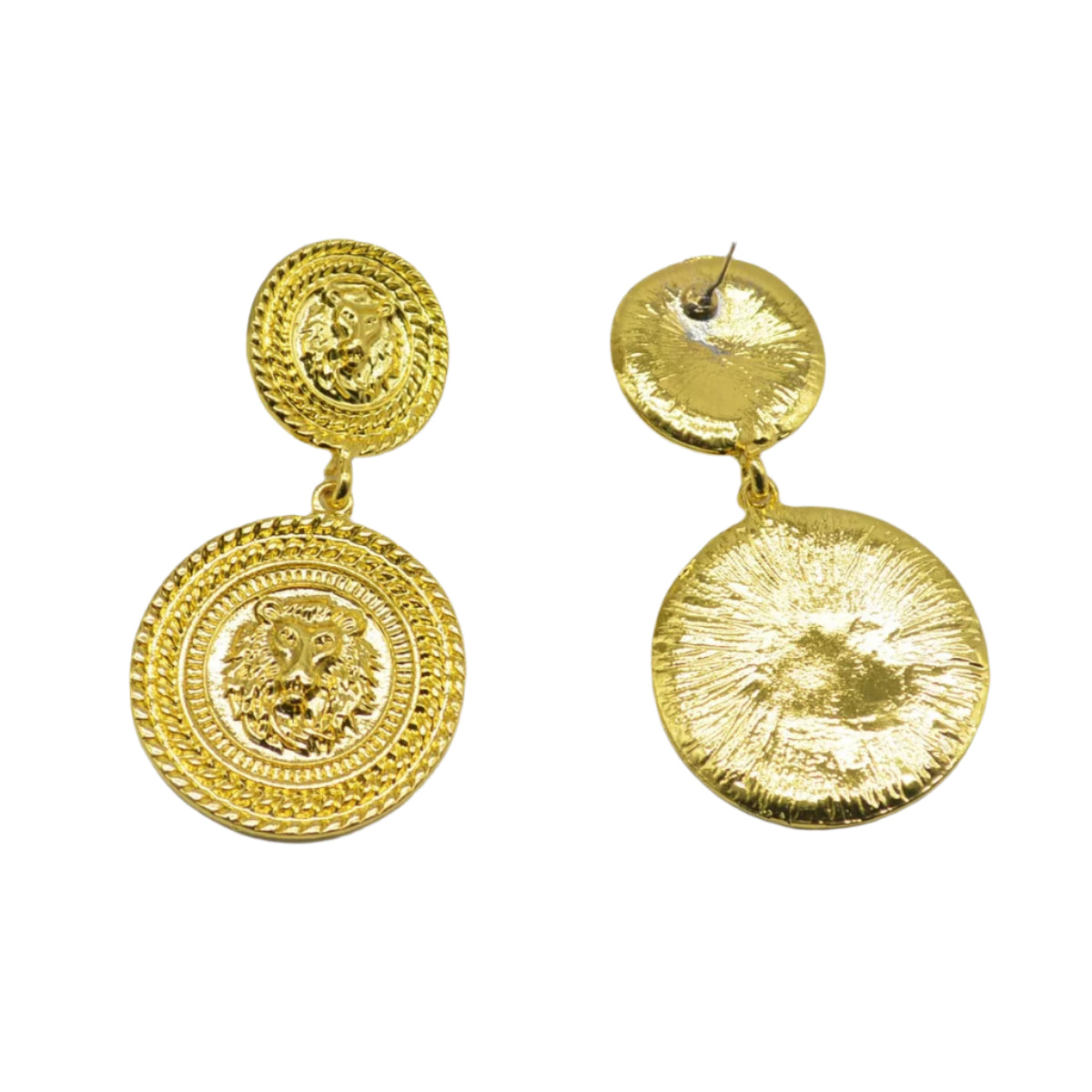 Imperial Medallion Earrings – Double-Layer Gold Coin Statement Earrings