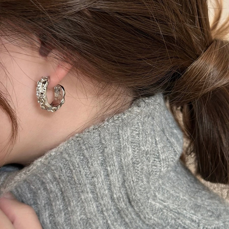 Sleek Wave Hoop Earrings