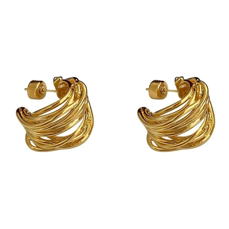 Golden Stumps Earrings – Organic Texture Meets Sculptural Elegance