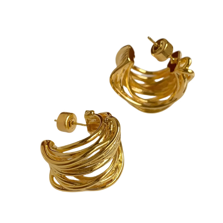 Golden Stumps Earrings – Organic Texture Meets Sculptural Elegance