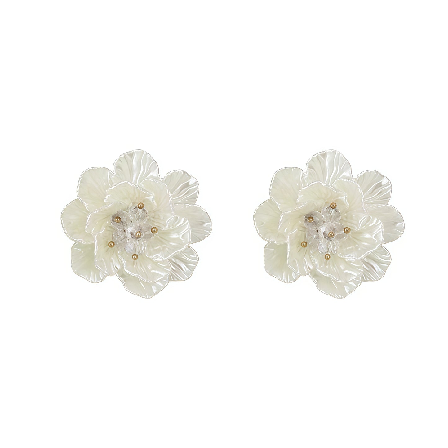 White Peony Earrings