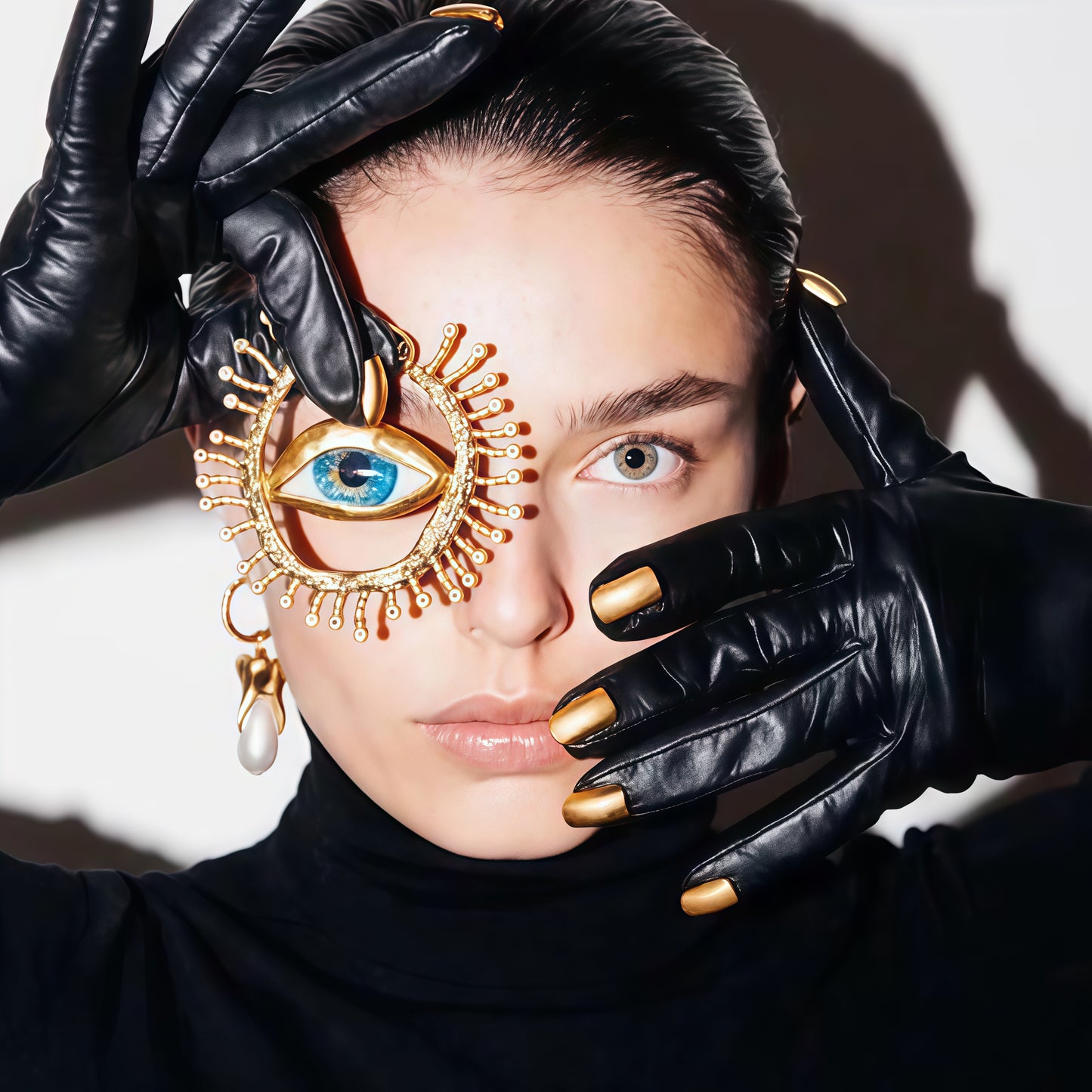 “Visionary Gaze” Earrings – Gold Eye Statement Jewelry with Crystal Lashes