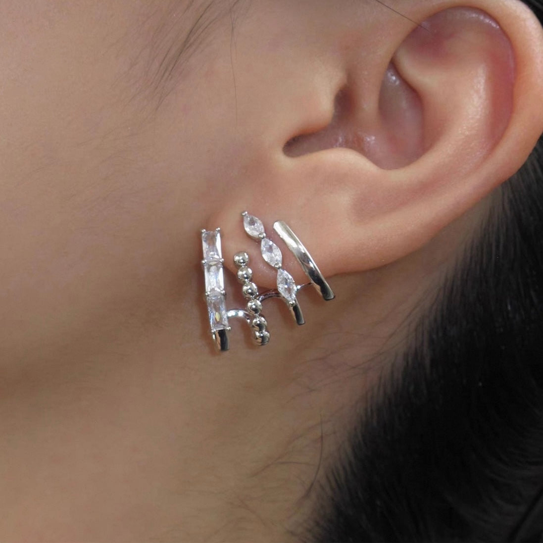 Celestial Mirage Earrings – Sterling Silver Illusion Studs