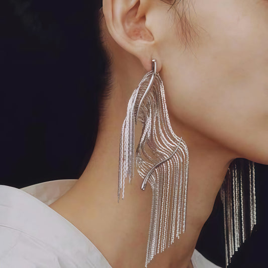 Silver Flow Cascade Earrings