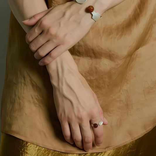 Dawn & Ember Set — Silver Bangle and Ring