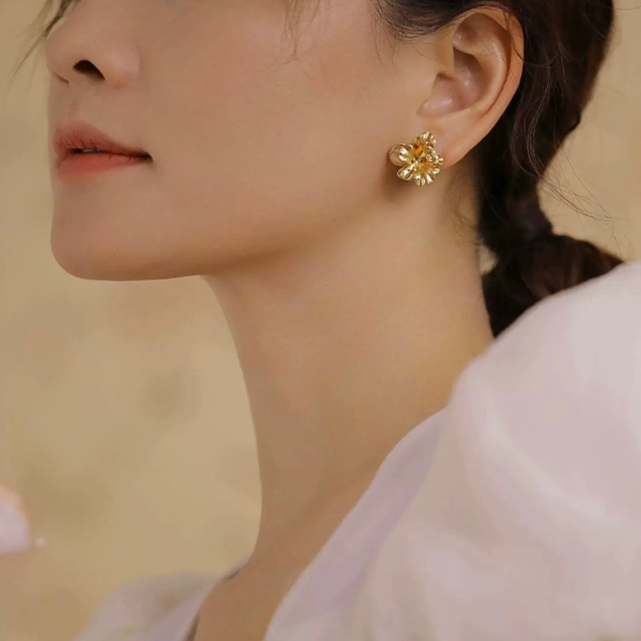 Blooming Gold Flower Stud Earrings