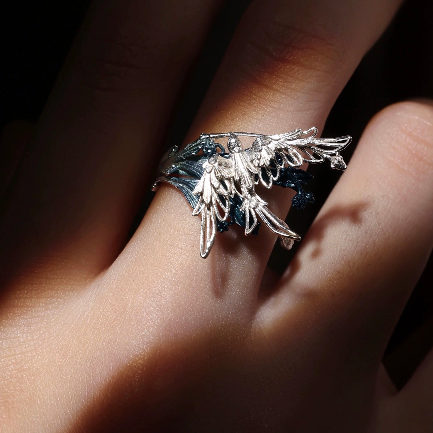 Swallow Homecoming Silver Ring – Sterling Silver Adjustable Statement Ring