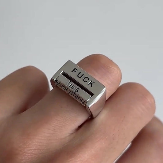 Bold Statement Adjustable Spinner Ring – Stainless Steel Mood Band