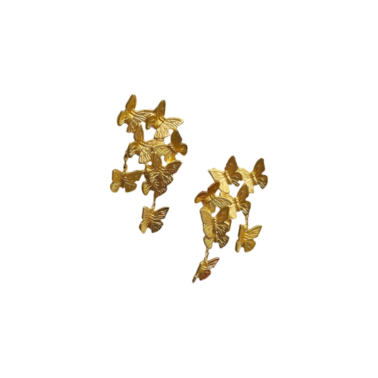 Golden Butterfly Cascade Earrings