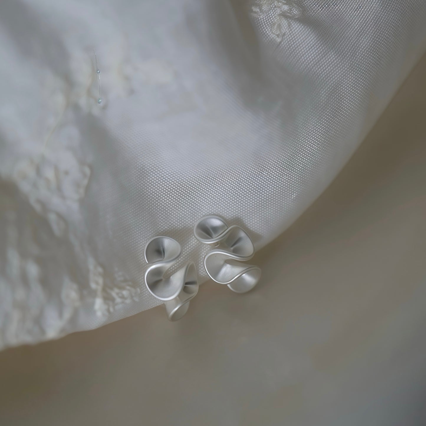Cream Blossom Earrings – Gold & Silver