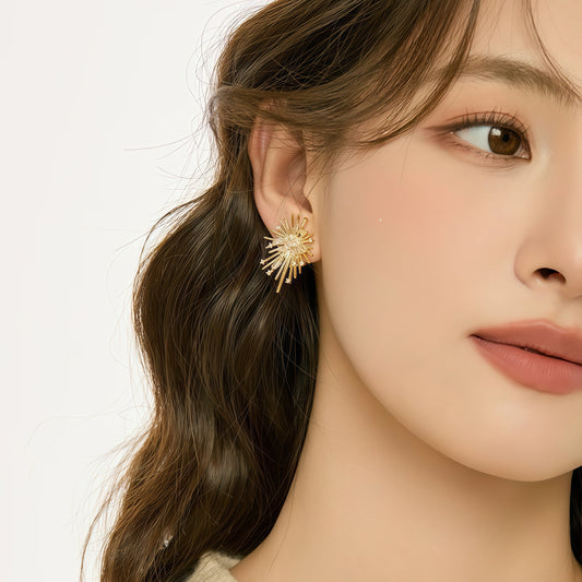 Radiant Firework Earrings — Golden Light in Motion