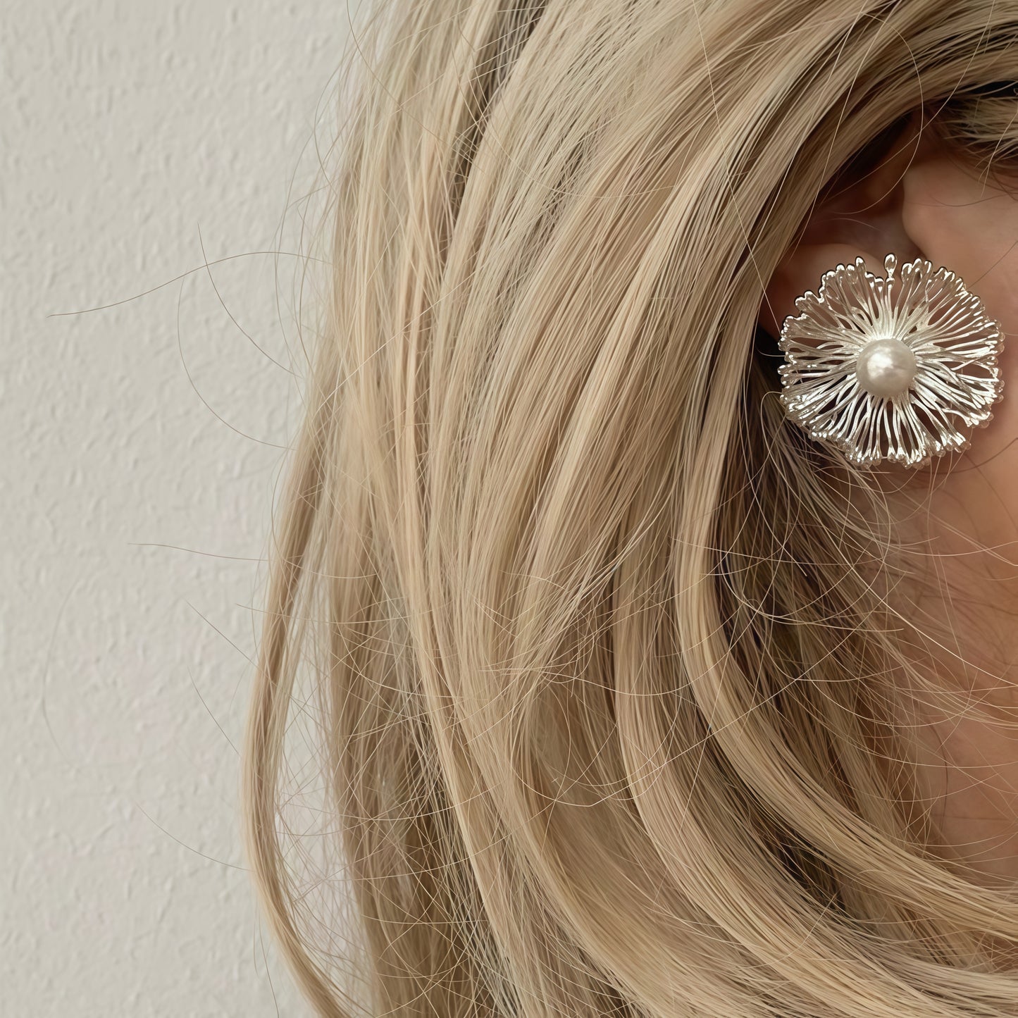 Silver Bloom Pearl Earrings