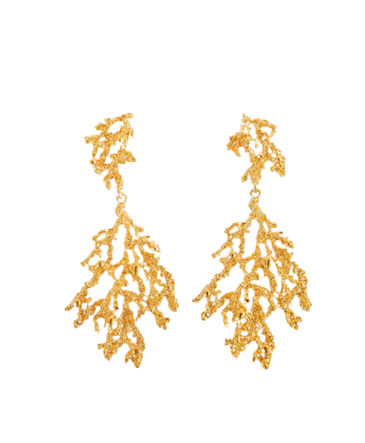 Gold Coral Statement Earrings – Bold, Lightweight, Nature-Inspired Jewelry