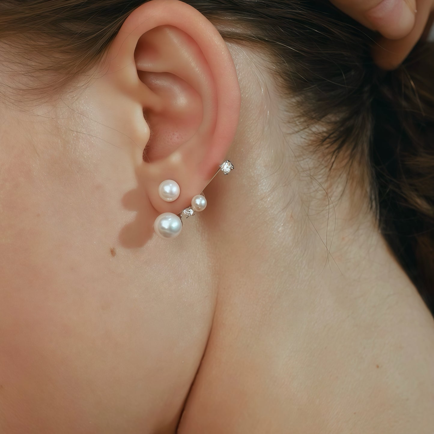 Orbiting Pearl Ear-Climber Earrings (2-in-1 Style)