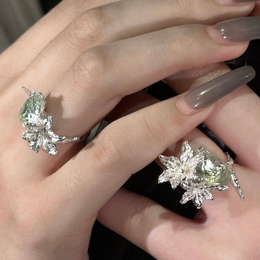 Botanic Blaze Silver Adjustable Ring