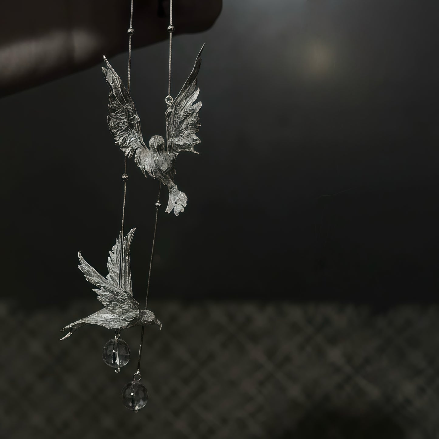 “Flight of Souls” – Sterling Silver Long Bird Earrings