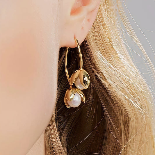 Petal Pearl Earrings - Gold & Silver