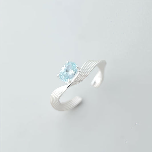 Ocean Whisper Ring – Sterling Silver with Sky Blue Gemstone