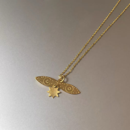 Celestial Moth Necklace – Gold-Plated Symbol of Transformation and Light