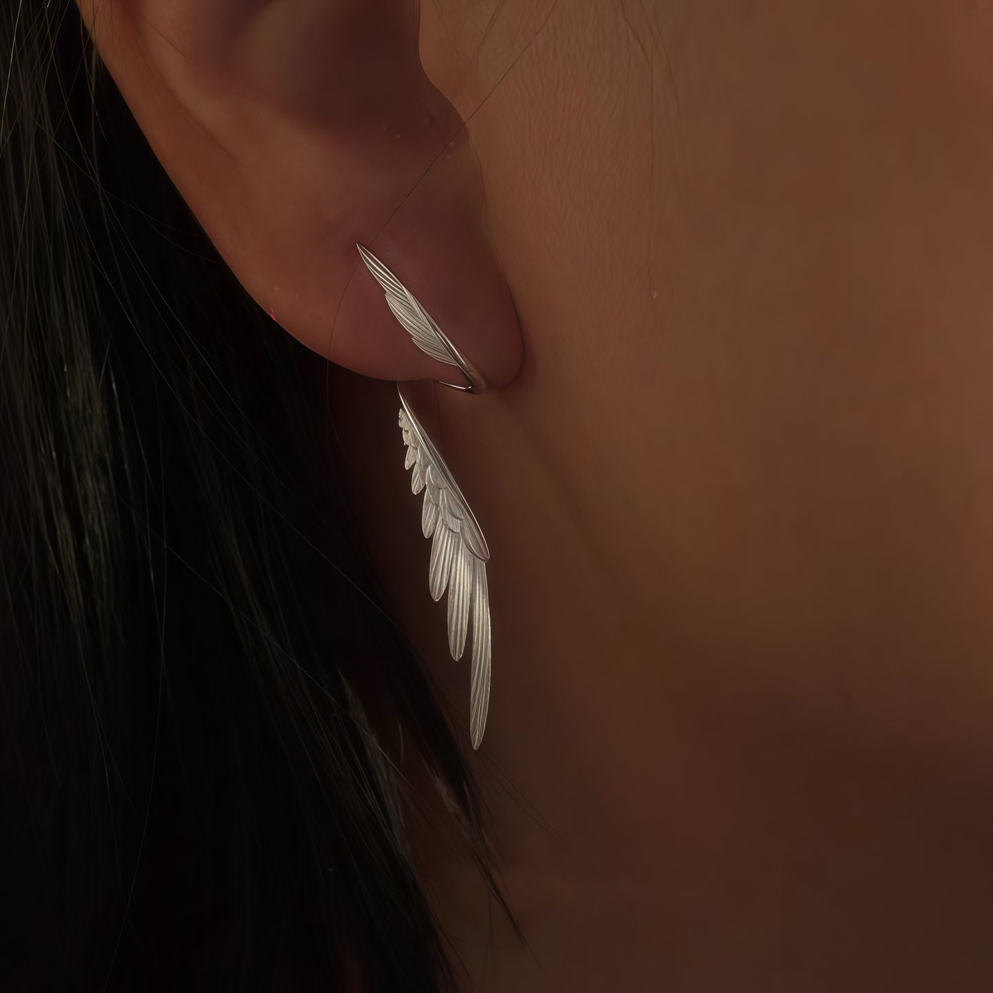 Celestial Wing Earrings – Sterling Silver Angel Wing Ear Climbers