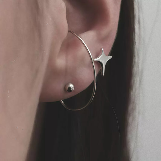 Stellar Orbit Earring Set – Minimalist Silver Ear Cuffs & Hoops