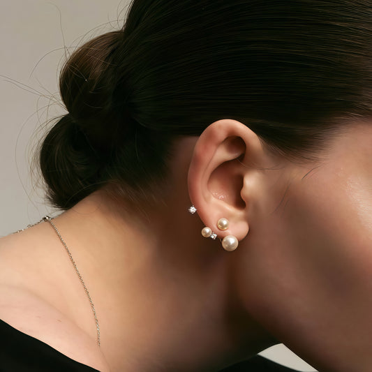 Orbiting Pearl Ear-Climber Earrings (2-in-1 Style)