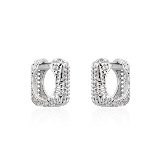 Sculpted Shine Hoops – Silver