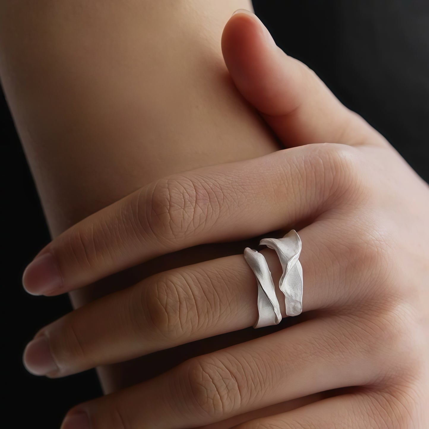 Sculpted Wave Ring – Sterling Silver Statement Jewelry