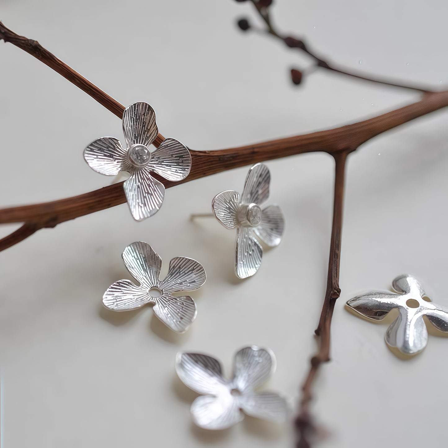 Eternal Bloom Multi-Wear Earrings – Sculptural Silver & Mother-of-Pearl