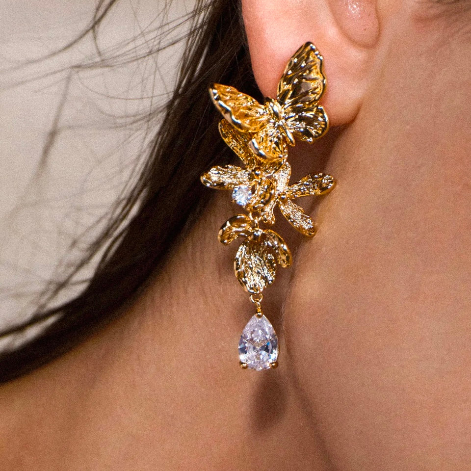 Golden Papillon Convertible Earrings