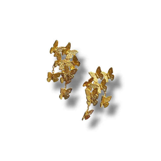 Golden Butterfly Cascade Earrings
