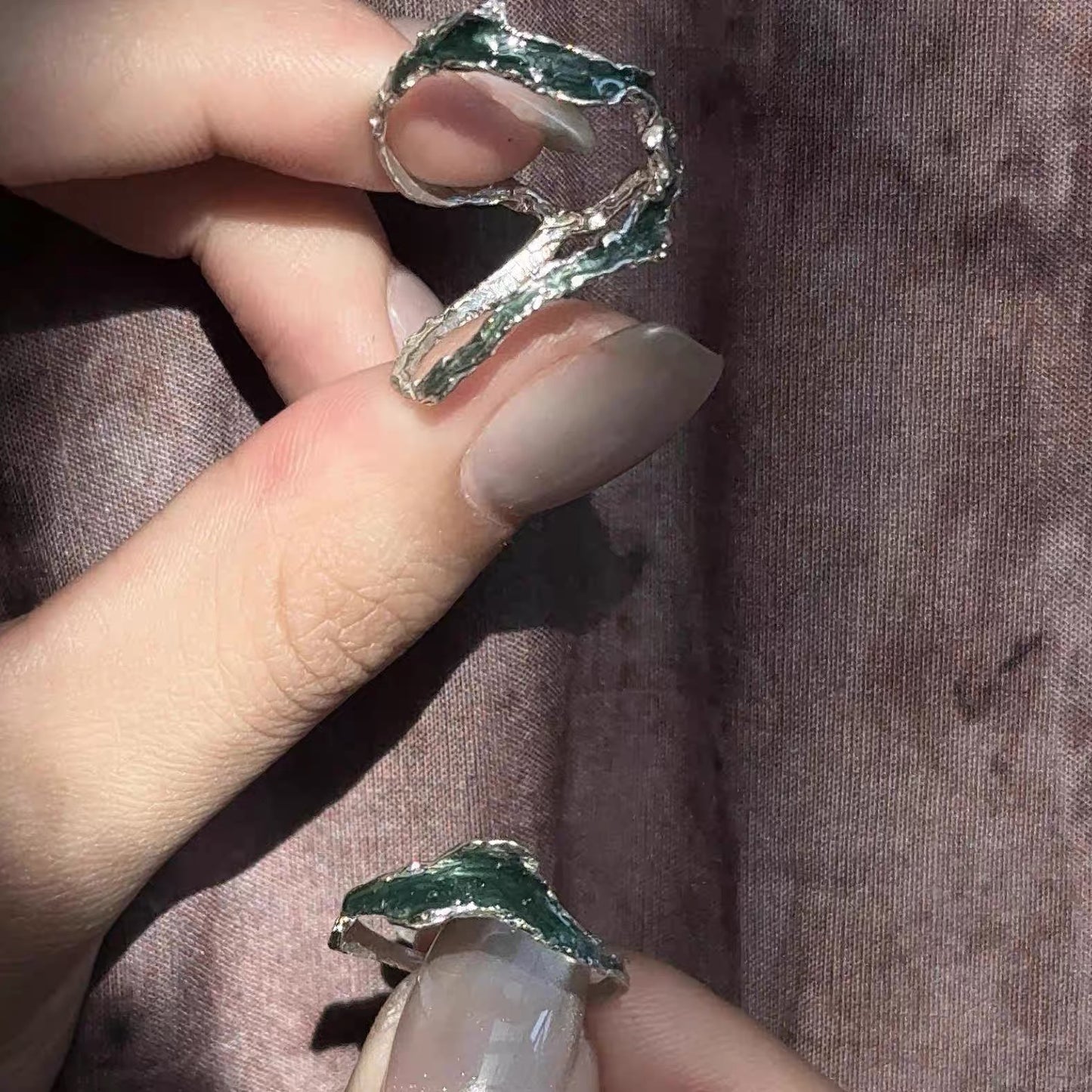Flowing River Silver Ring – Handcrafted Organic Design