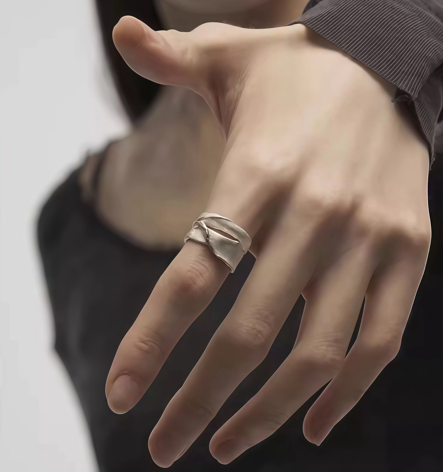 Sculpted Wave Ring – Sterling Silver Statement Jewelry