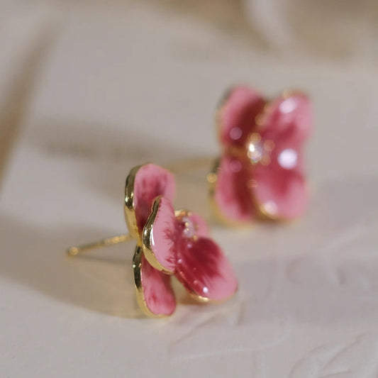 Orchid Bloom Hand-Painted Earrings